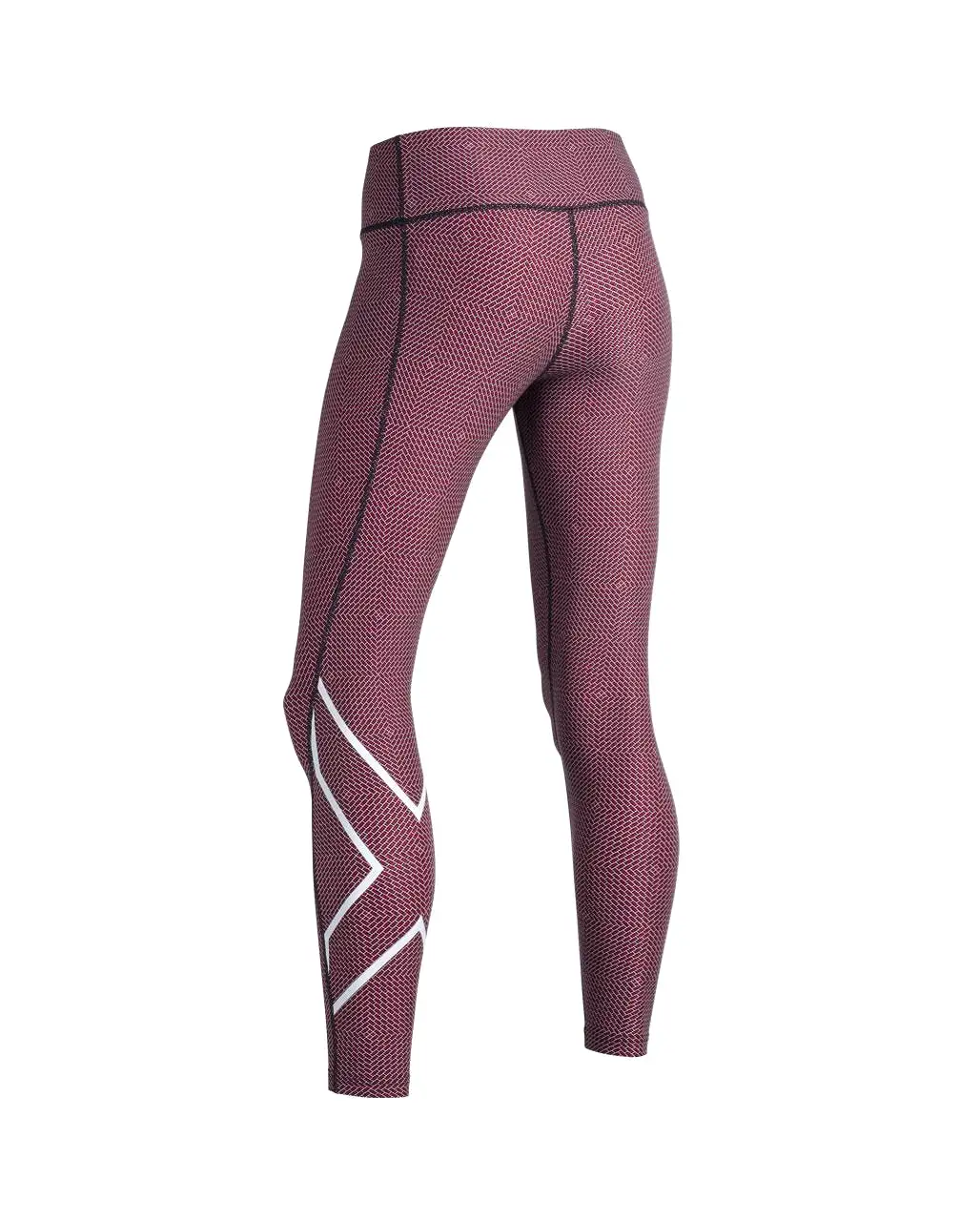 2XU Women's Print Mid-Rise Compression Tights-WA5378B (BKP/WHT)