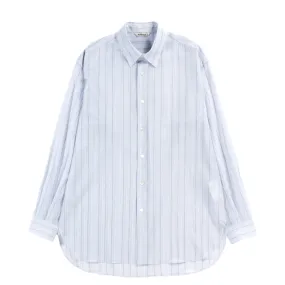 AURALEE HARD TWIST FINX ORGANDY STRIPE SHIRT LIGHT BLUE