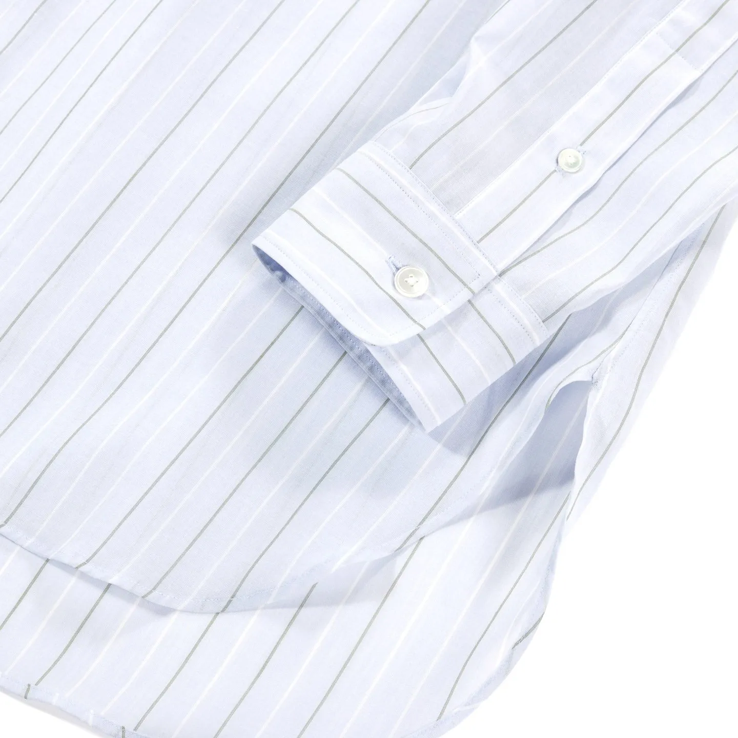 AURALEE HARD TWIST FINX ORGANDY STRIPE SHIRT LIGHT BLUE