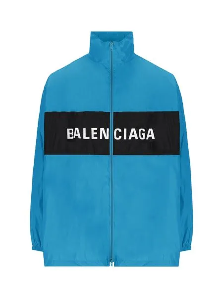 BALENCIAGA Luxurious and Stylish High-Neck Jacket for Fashionable Men in Bold Blue