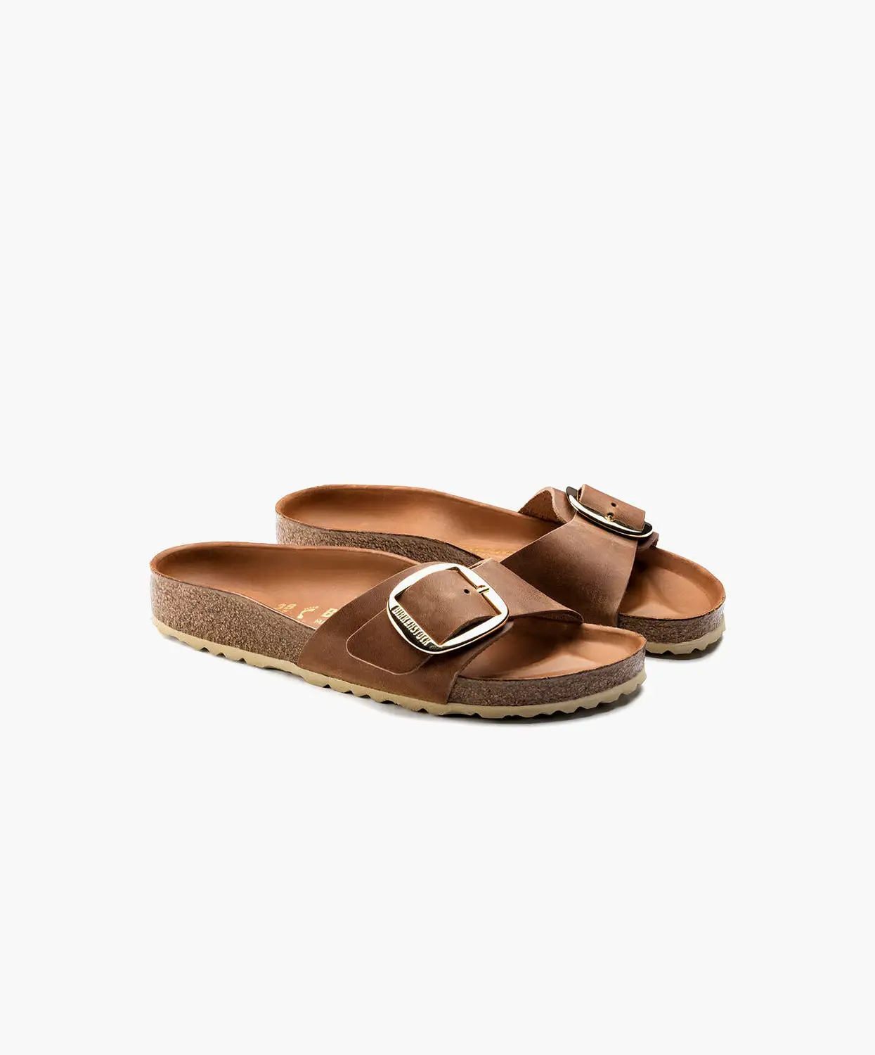 Birkenstock Madrid Big Buckle Oiled Leather Cognac Sandals