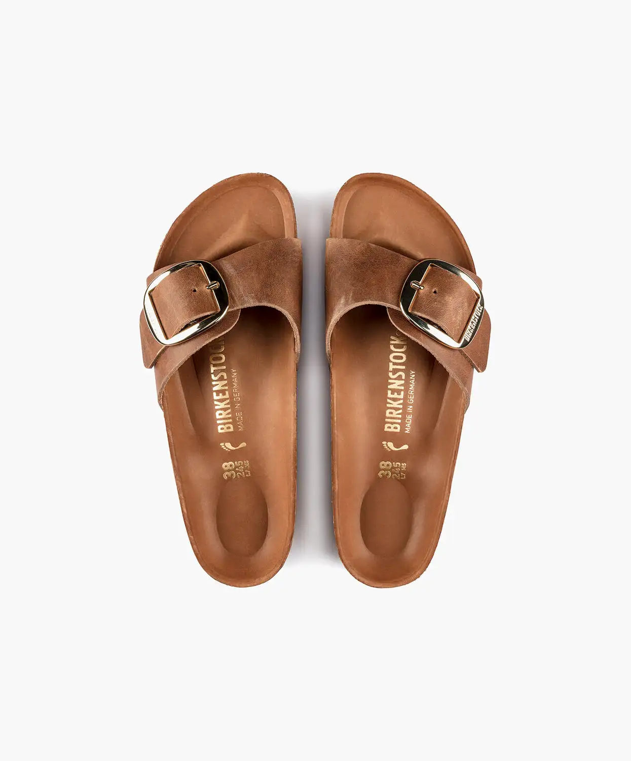 Birkenstock Madrid Big Buckle Oiled Leather Cognac Sandals