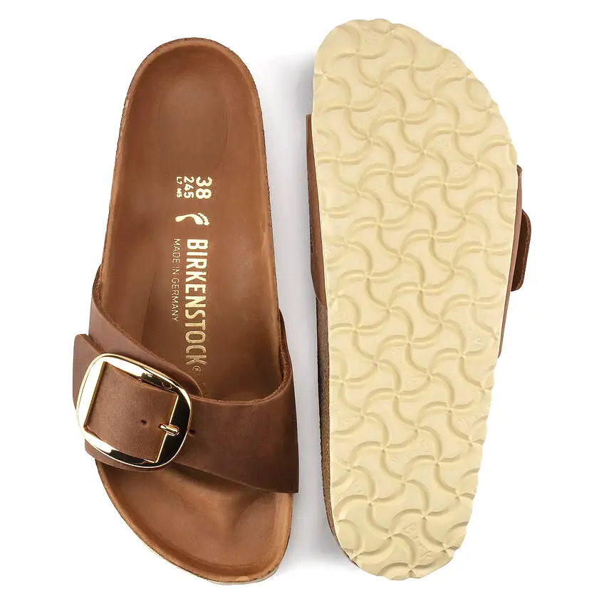 'Birkenstock' Women's Madrid Big Buckle Oiled Leather Sandal - Cognac