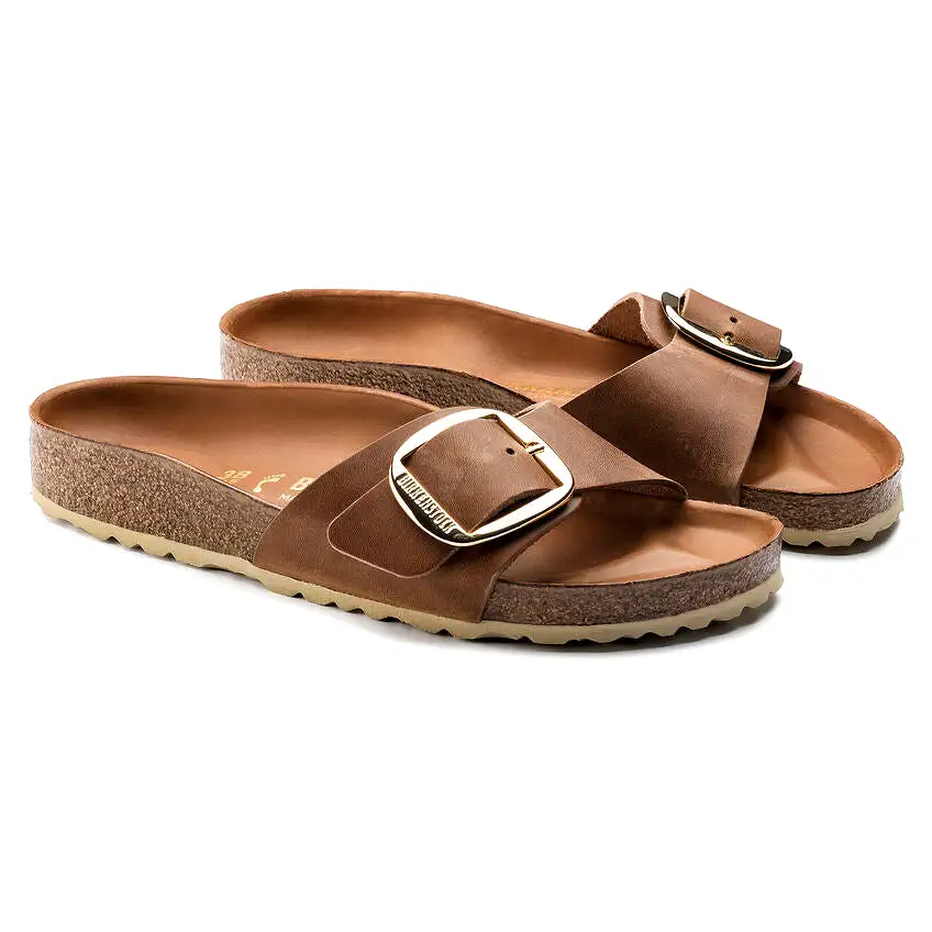 'Birkenstock' Women's Madrid Big Buckle Oiled Leather Sandal - Cognac