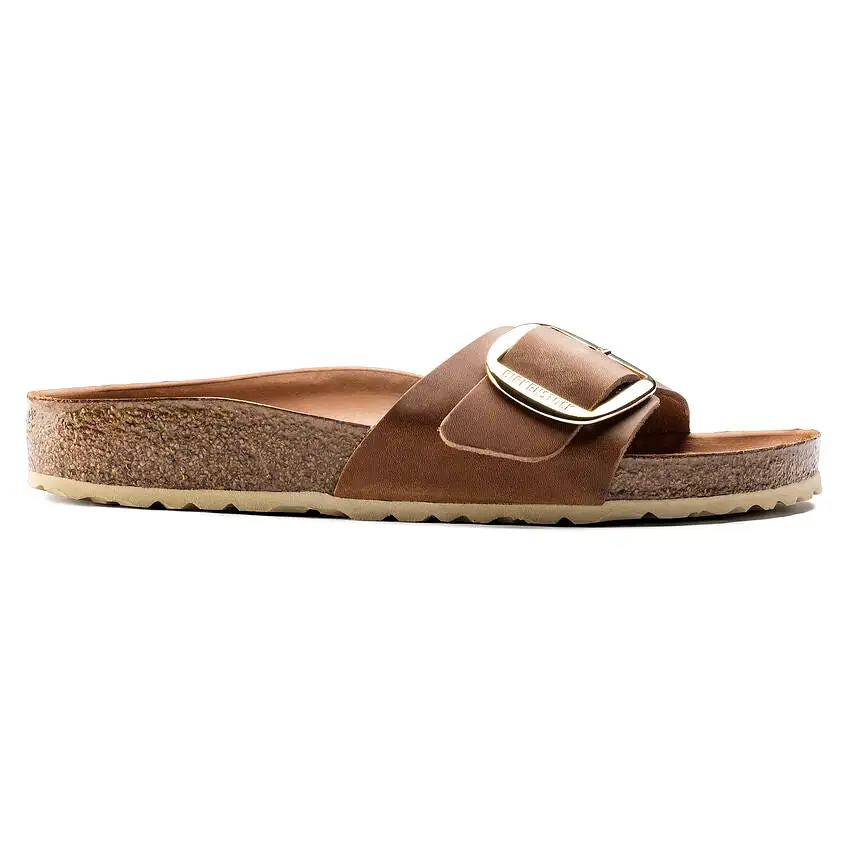 'Birkenstock' Women's Madrid Big Buckle Oiled Leather Sandal - Cognac