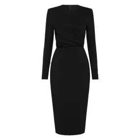 		Black ponte wrapped up dress	