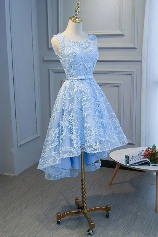 Blue High Low Fashionable Homecoming Dress, Cute Prom Dress