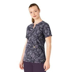 Carhartt Women's Notch Neck Print Scrub Top - Shadow Blossoms