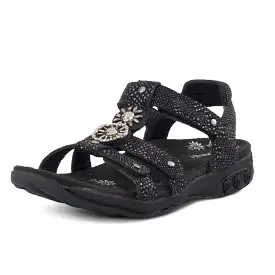 Charlotte Women's Embossed Leather Jeweled Adjustable Sandal