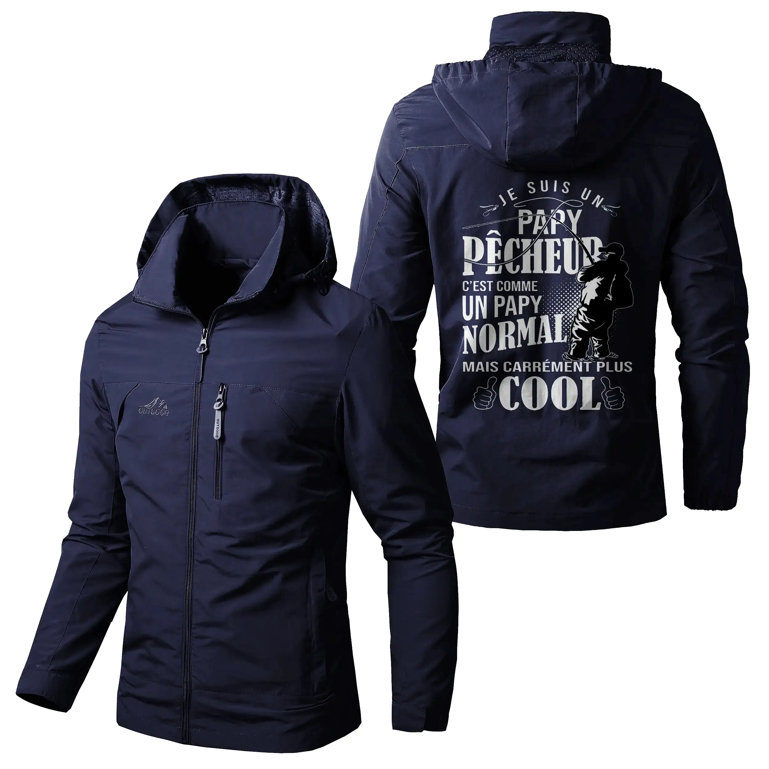 Chiptshirts Veste Imperméable et Coupe-Vent - Papy Pêcheur Comme Un Papy Normal Mais Plus Cool - CT05092347