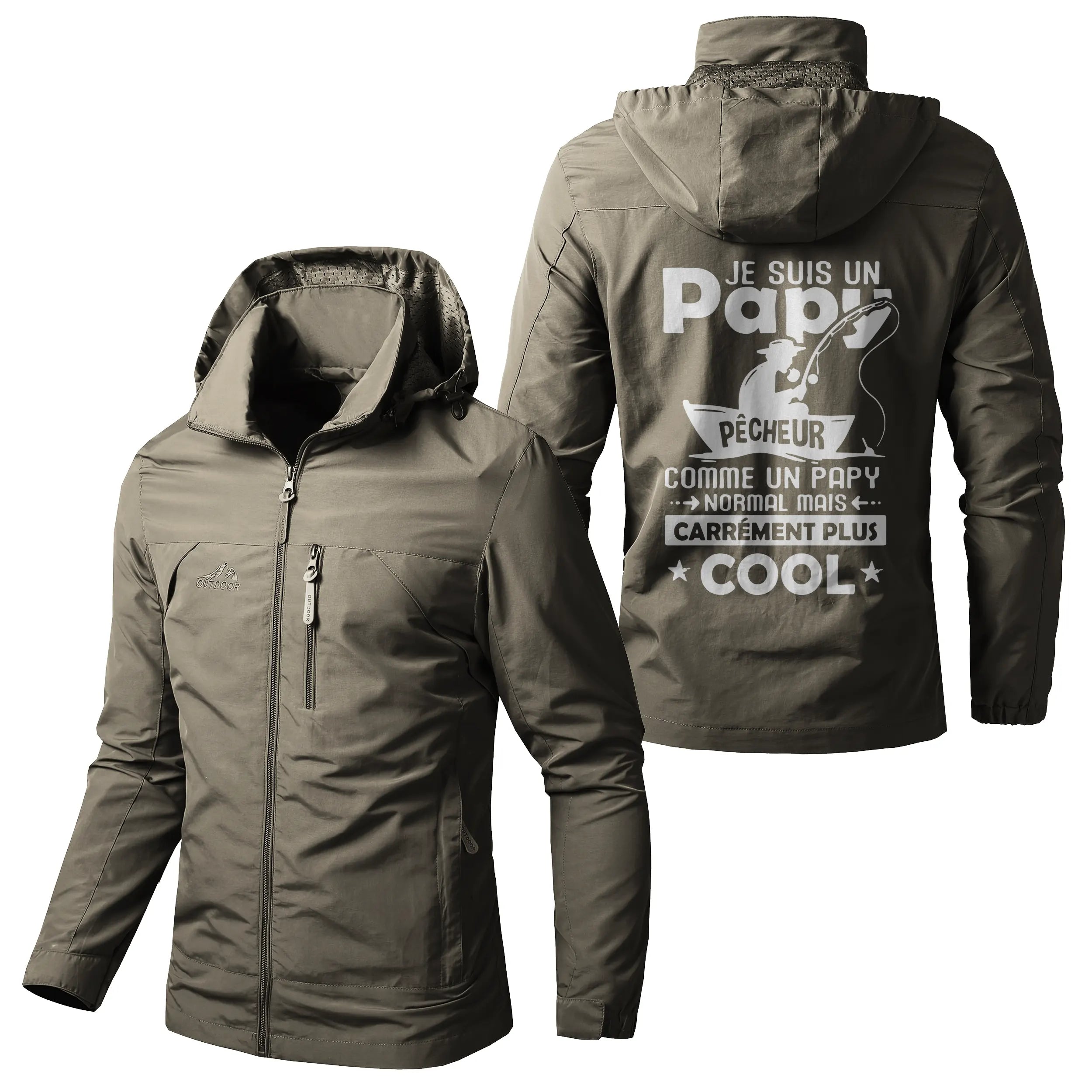 Chiptshirts Veste Imperméable et Coupe-Vent - Papy Pêcheur Comme Un Papy Normal Mais Plus Cool - CT05092348