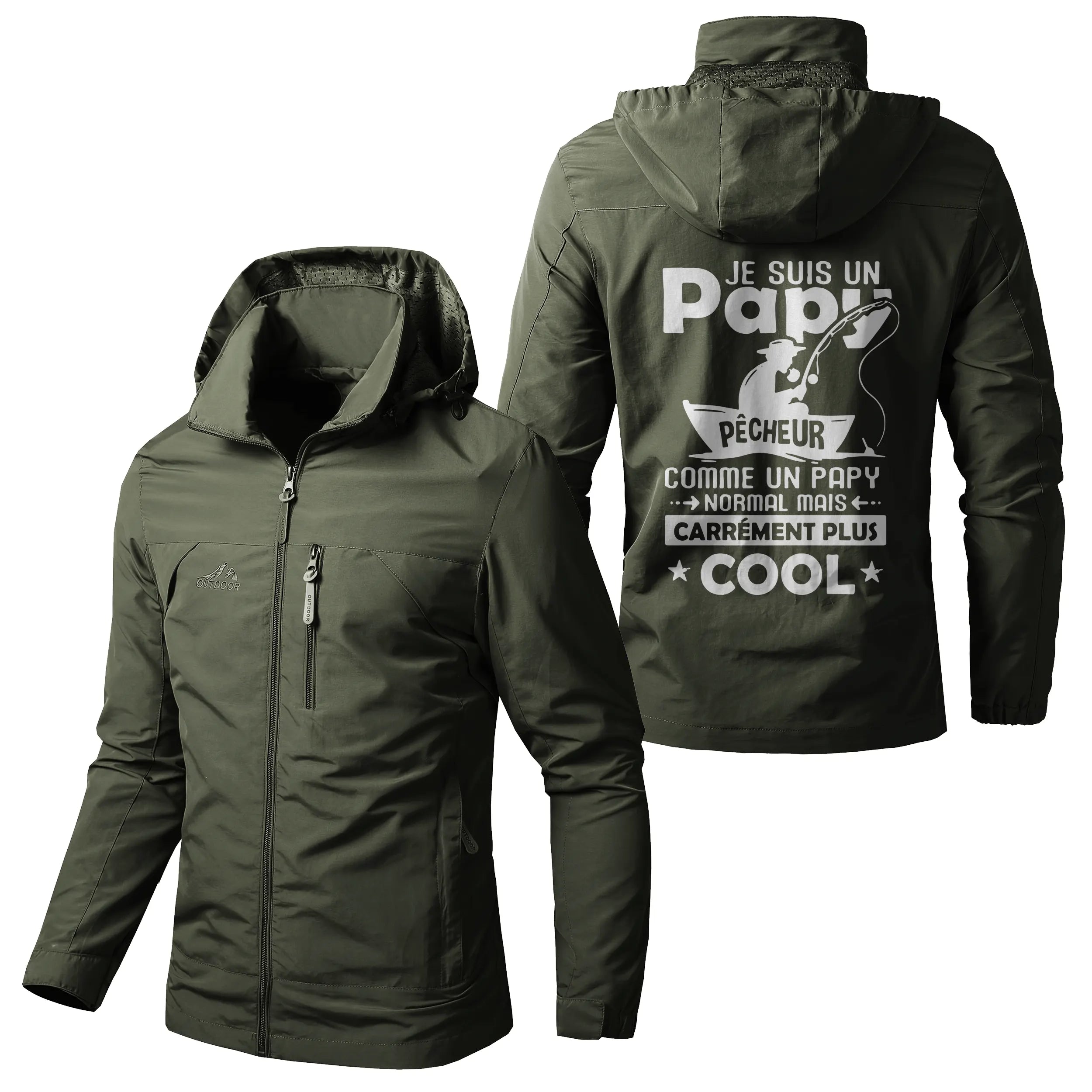 Chiptshirts Veste Imperméable et Coupe-Vent - Papy Pêcheur Comme Un Papy Normal Mais Plus Cool - CT05092348