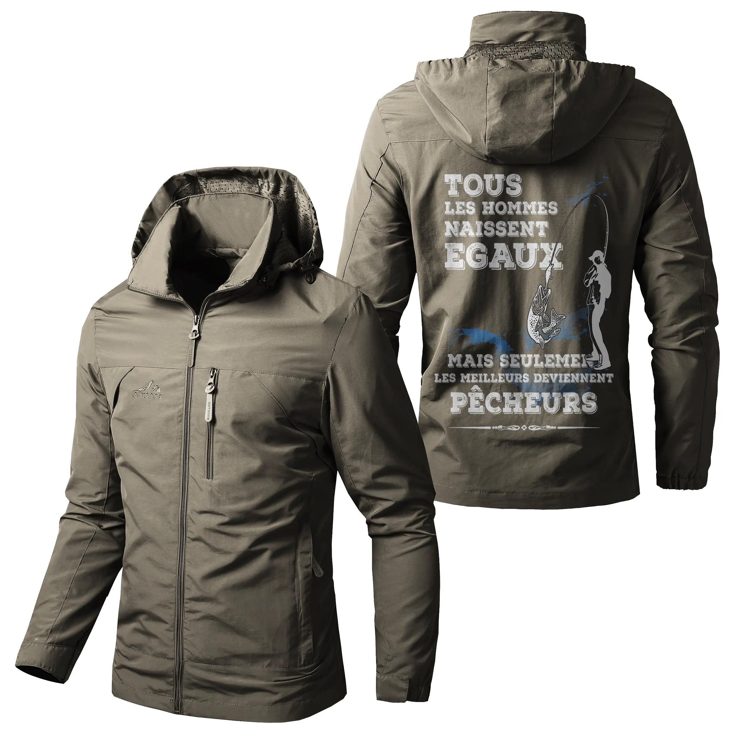 Chiptshirts Veste Imperméable et Coupe-Vent - Tous Les Hommes Naissent Egaux, Seulement Les Leilleurs Deviennet Pêcheurs - CT050