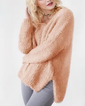 Dreamers - Popcorn Yarn Fuzzy V-Neck Pullover in More Colors