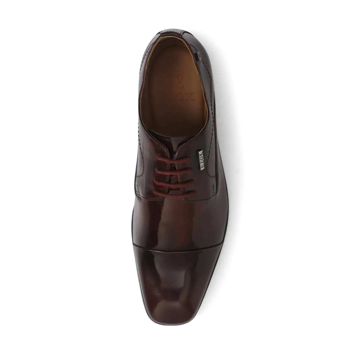 Ezok Brown Formal Cap Toe Leather Derby Shoes