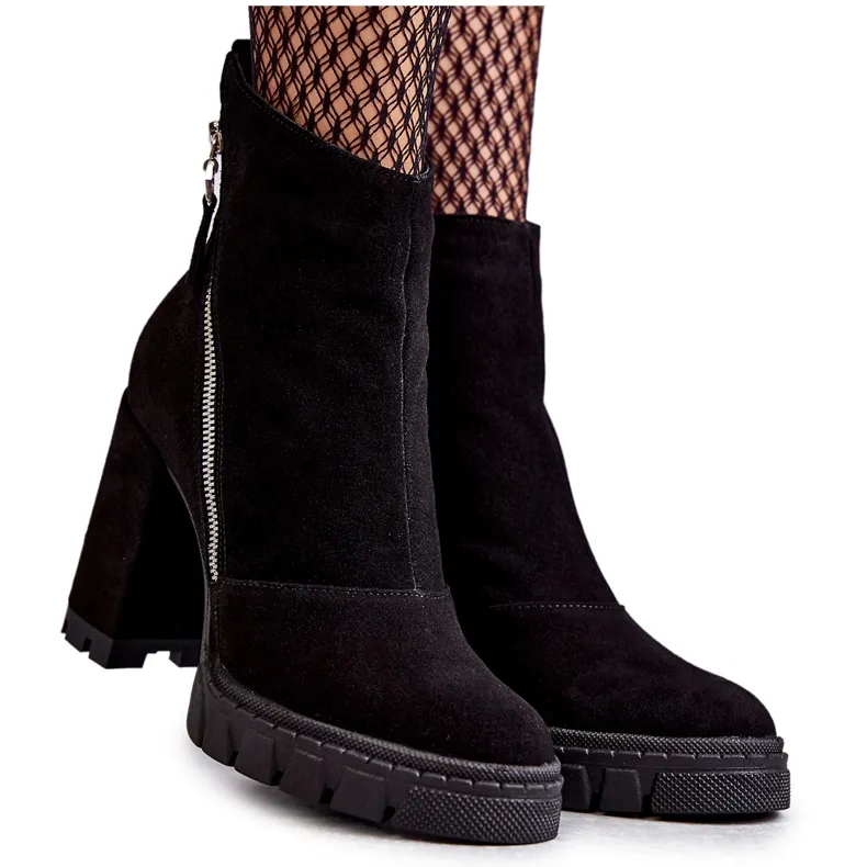 Fashionable Suede Boots On High Heel Laura Messi 2509 Black