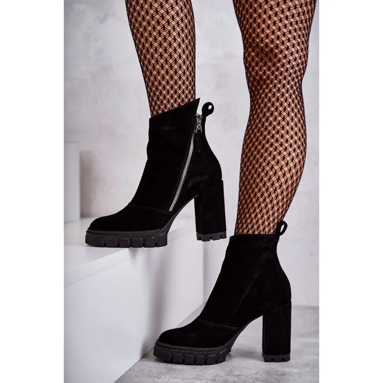 Fashionable Suede Boots On High Heel Laura Messi 2509 Black