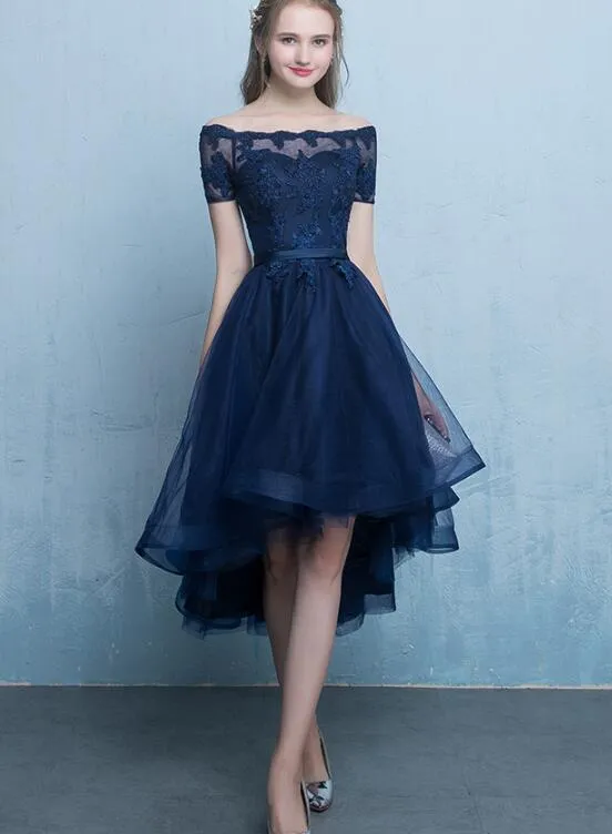 Fashionable Tulle High Low Party Dress ,Off Shoulder Homecoming Dress