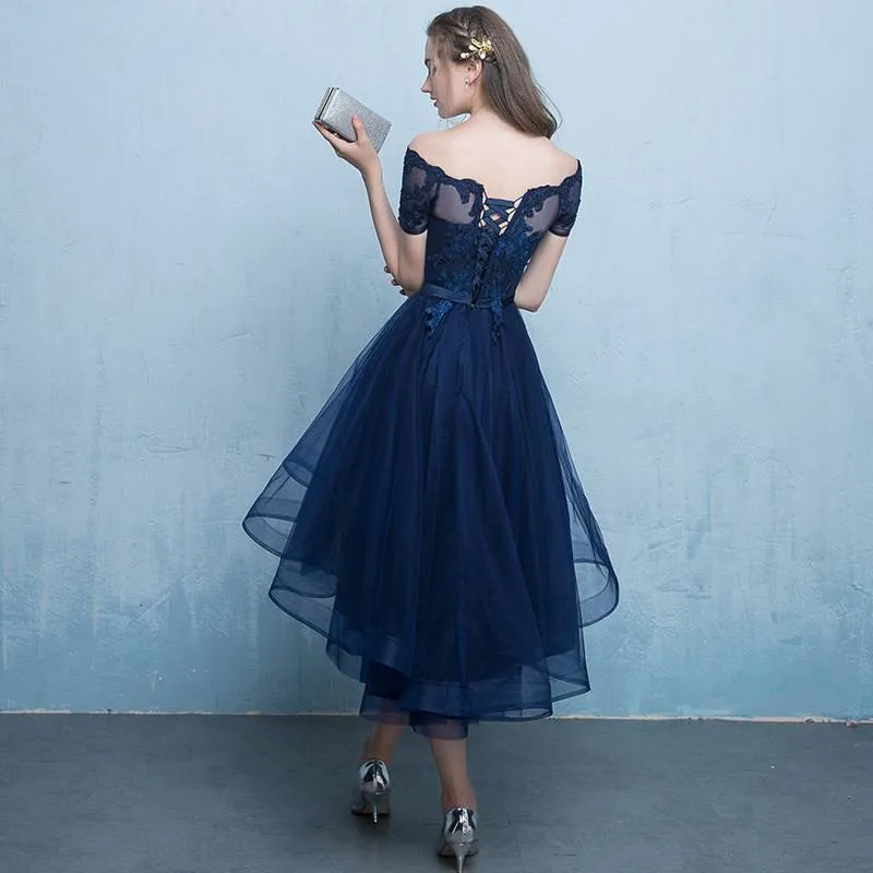 Fashionable Tulle High Low Party Dress ,Off Shoulder Homecoming Dress