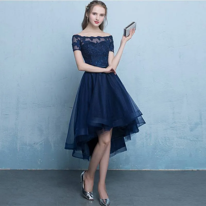 Fashionable Tulle High Low Party Dress ,Off Shoulder Homecoming Dress