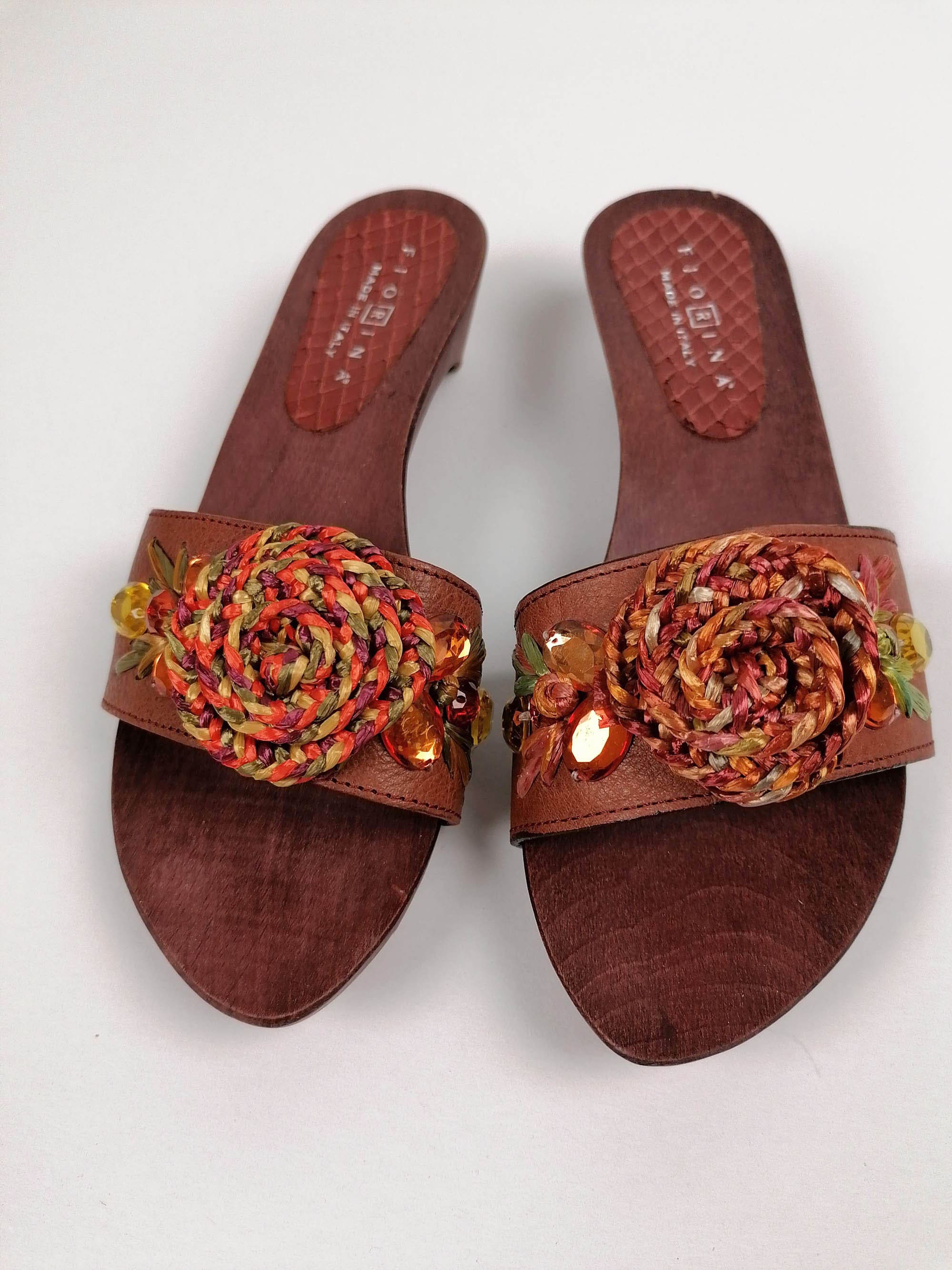 FIORINA Wood Mules Slides - size EU 37 -37.5 / UK 4.5 -5 / US 7