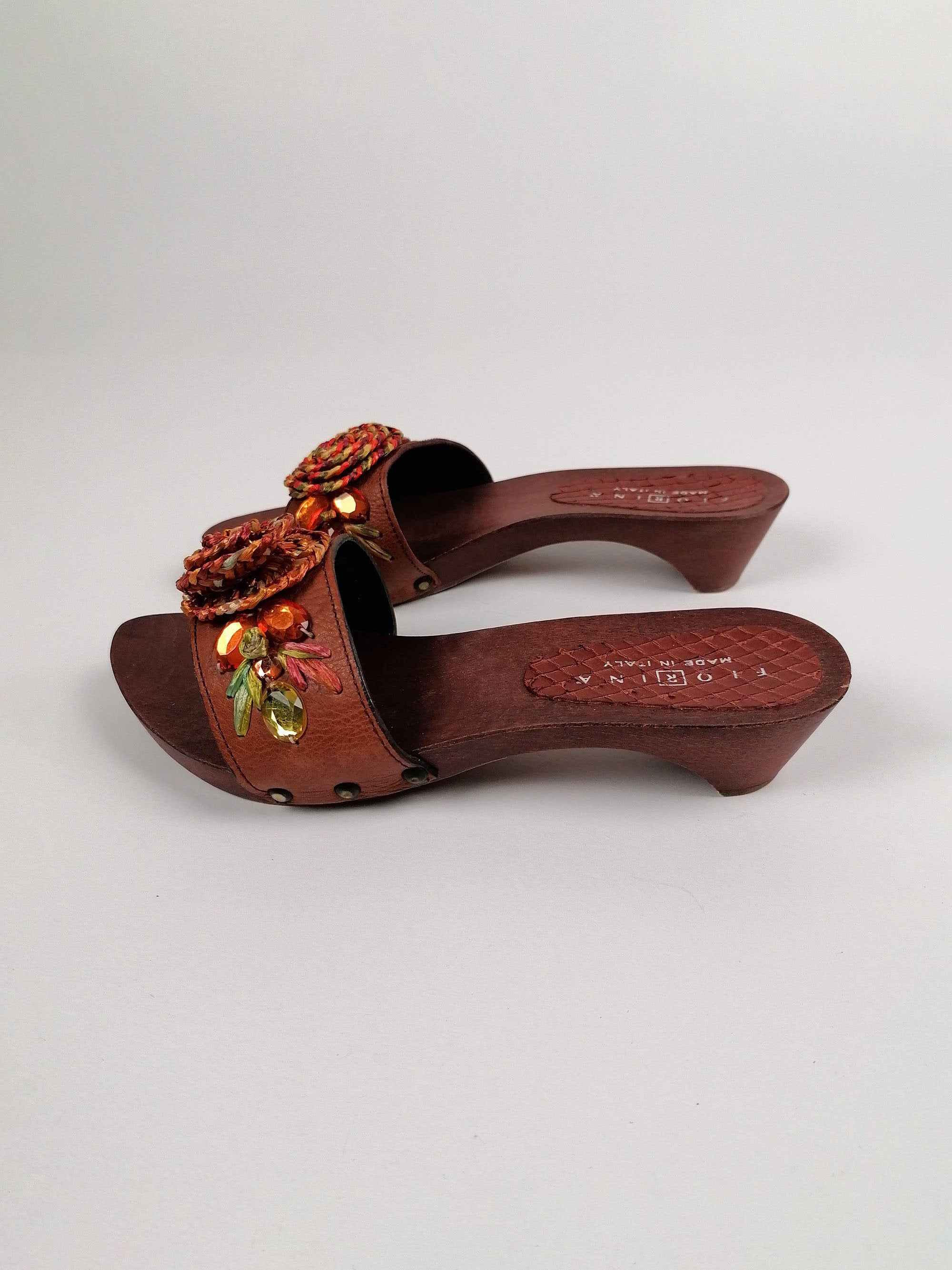 FIORINA Wood Mules Slides - size EU 37 -37.5 / UK 4.5 -5 / US 7