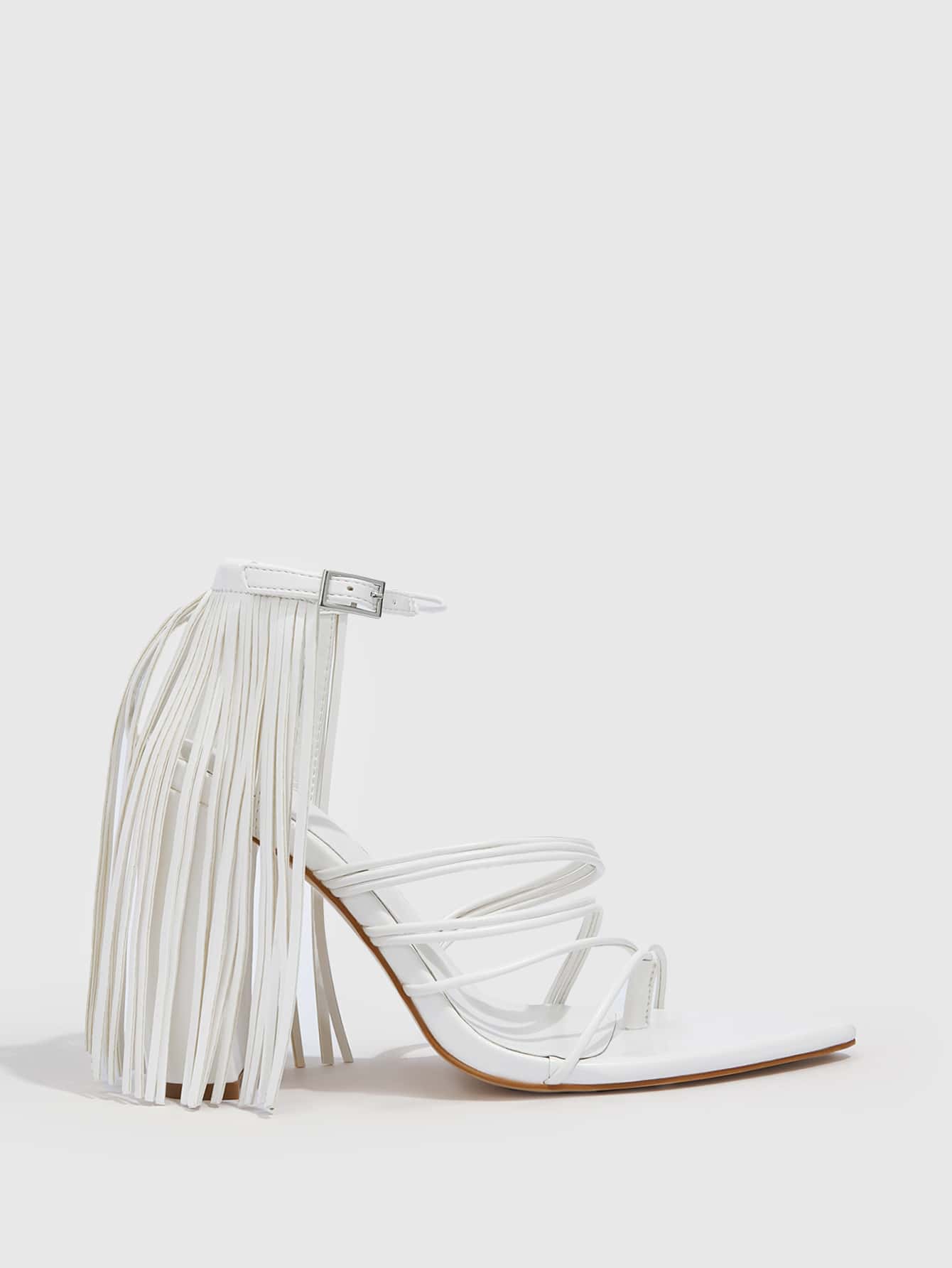 Fringe Decor Thin Strap Thong Sandals