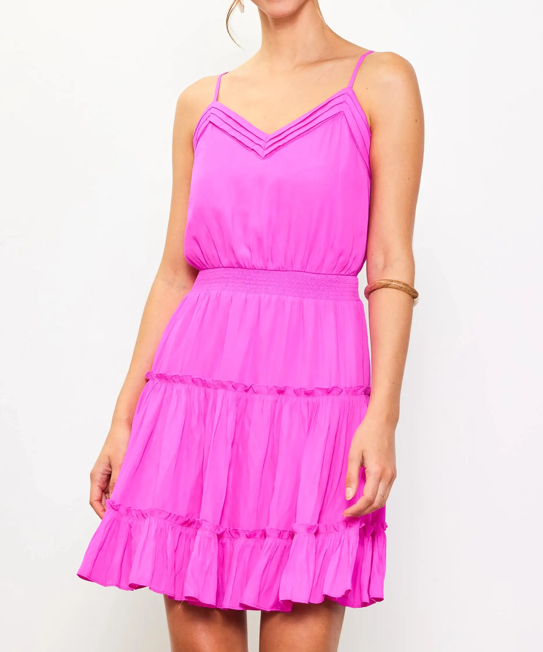 Front Neck Detail Cami Dress - Rose Violet