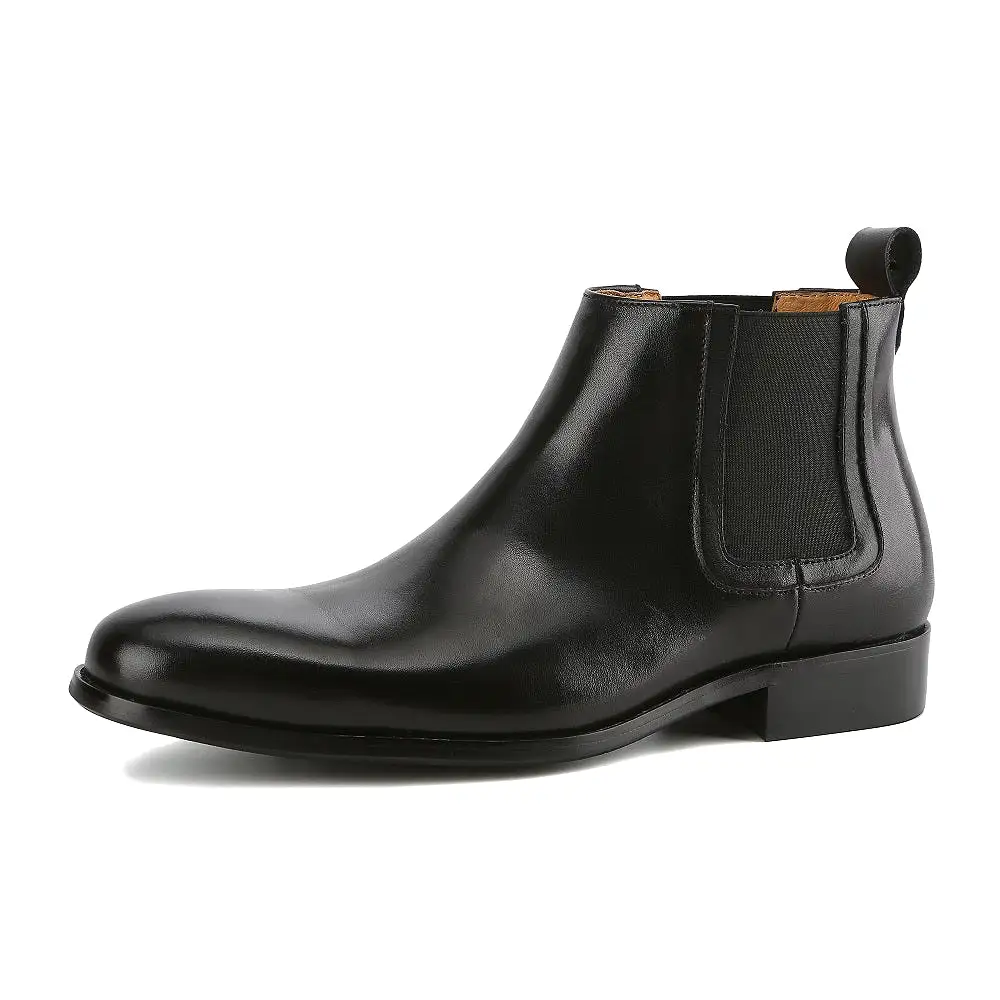 Gino Vitale Men's Handcrafted Genuine Leather Pull-On Chelsea Gore Dress Boot