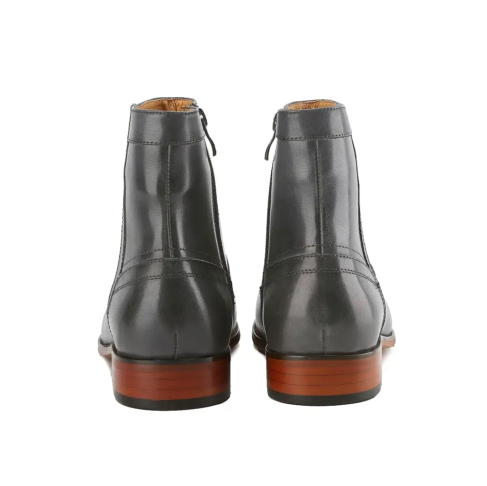 Gino Vitale Men's Handcrafted Genuine Leather Side Zip Dress Boot