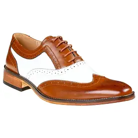 Gino Vitale Men's Two Tone Wing Tip Oxford Dress Shoes