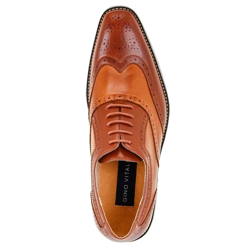 Gino Vitale Men's Two Tone Wing Tip Oxford Dress Shoes