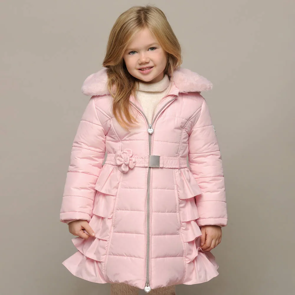 Girls Pink Puffer Coat