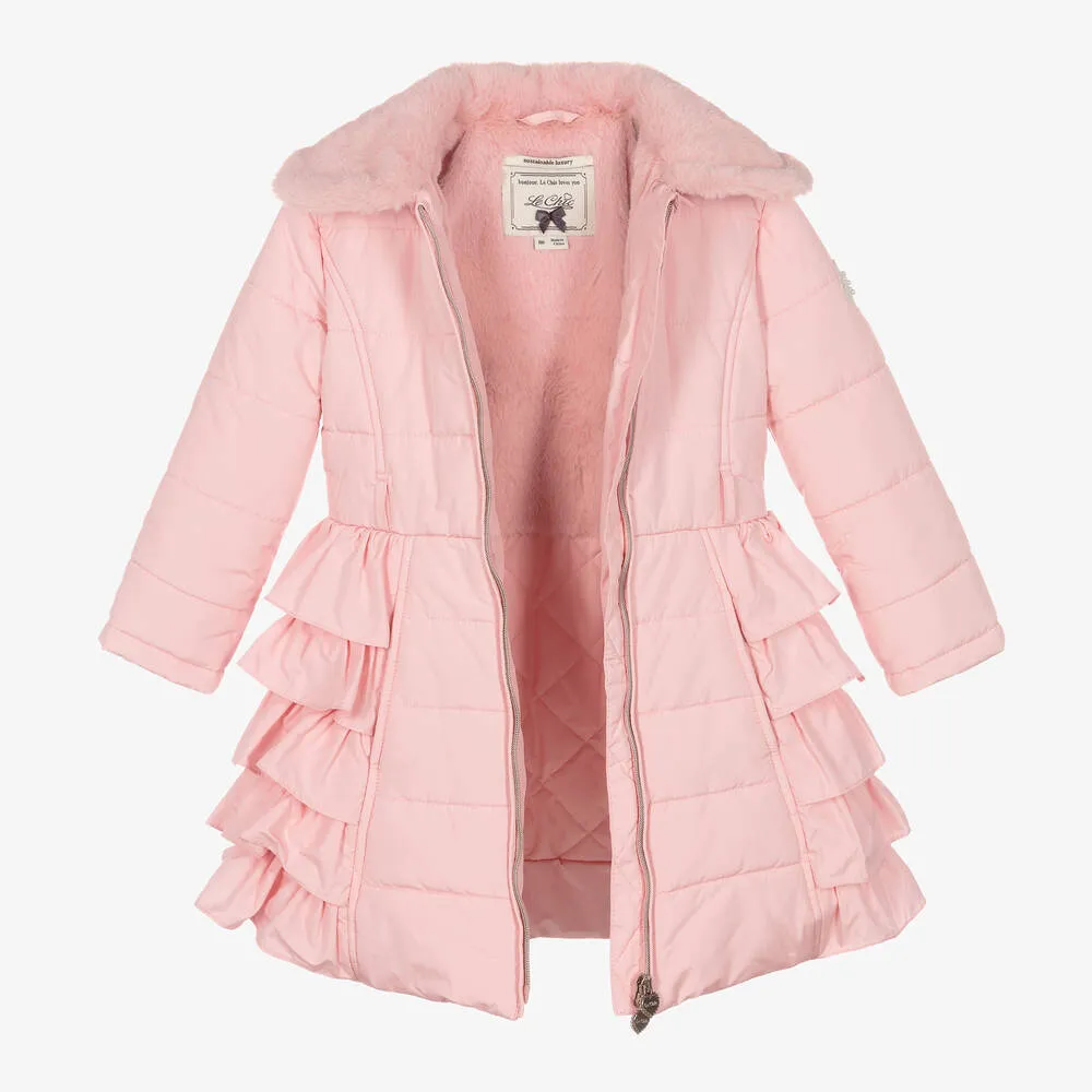 Girls Pink Puffer Coat