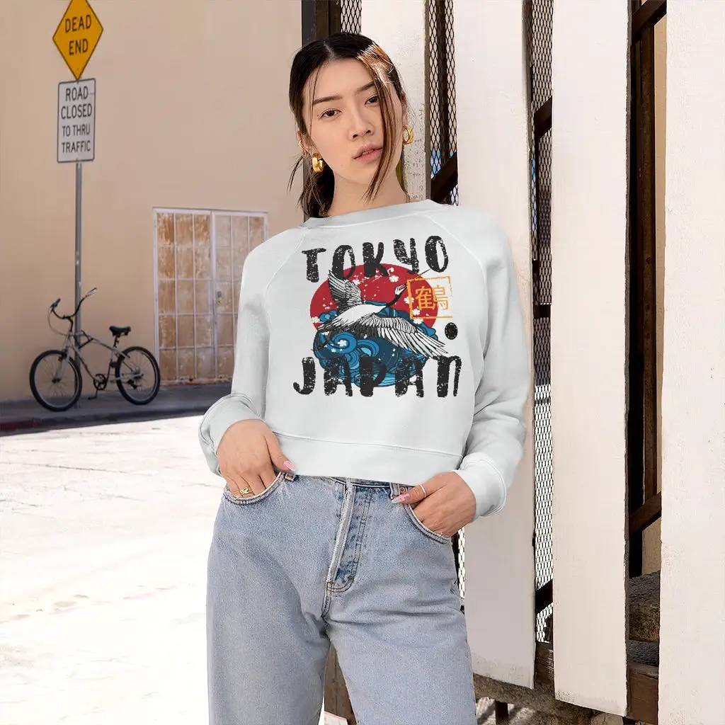 Hello Tokyo! Cropped Fleece Pullover