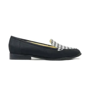 'Imogen' vegan-suede/textile loafers by Zette Shoes - black