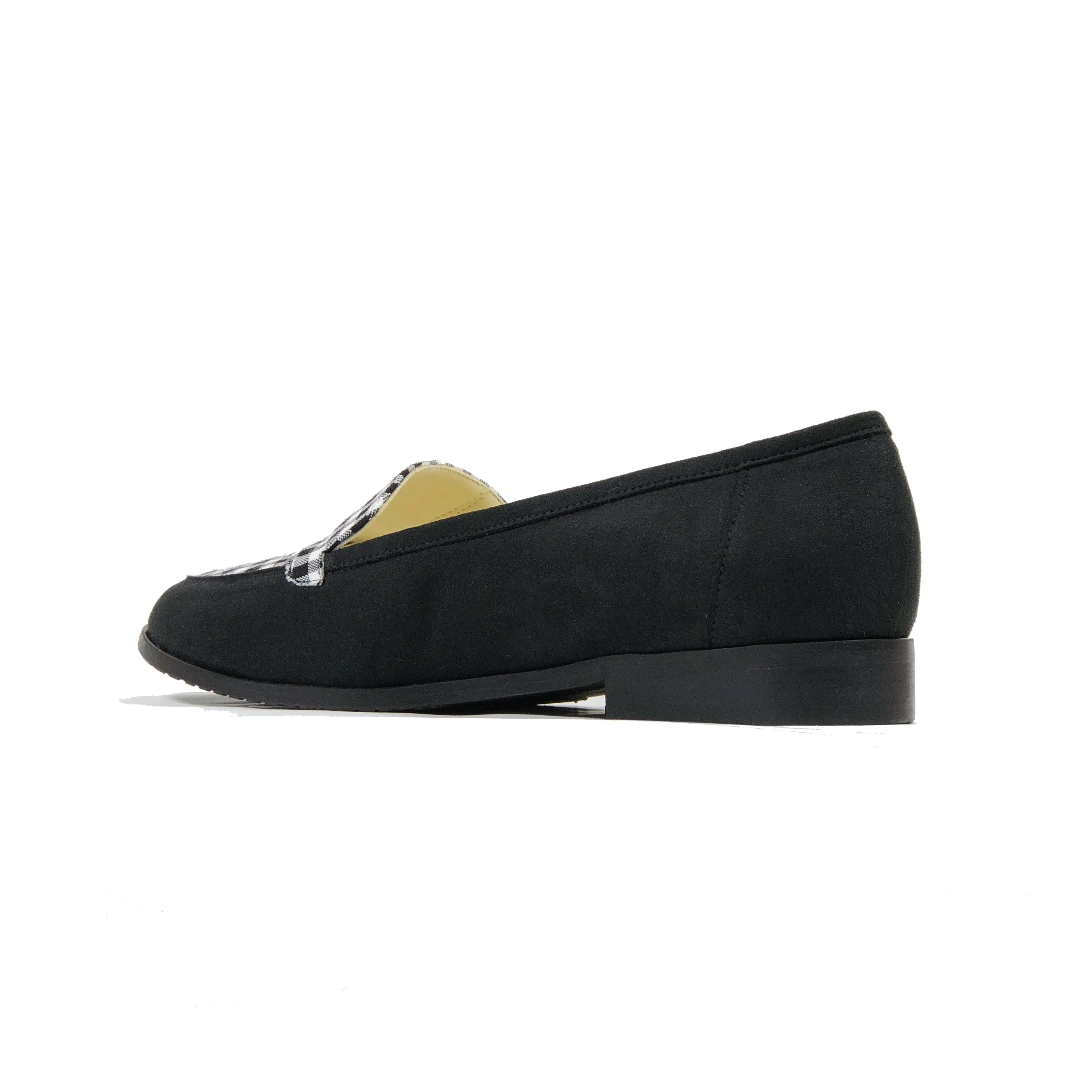 'Imogen' vegan-suede/textile loafers by Zette Shoes - black