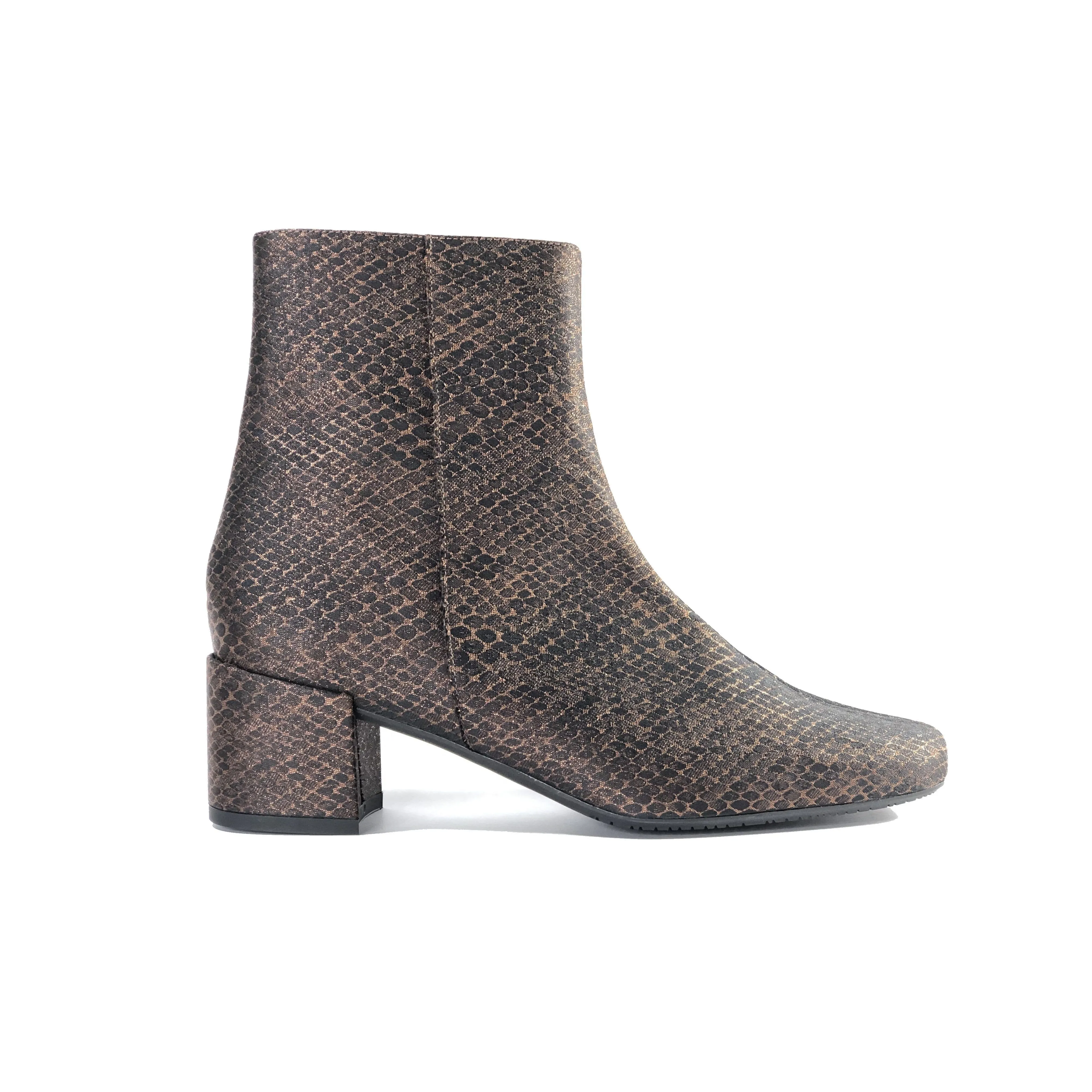 'Jacqui' vegan-leather ankle boot by Zette Shoes - bronze snake