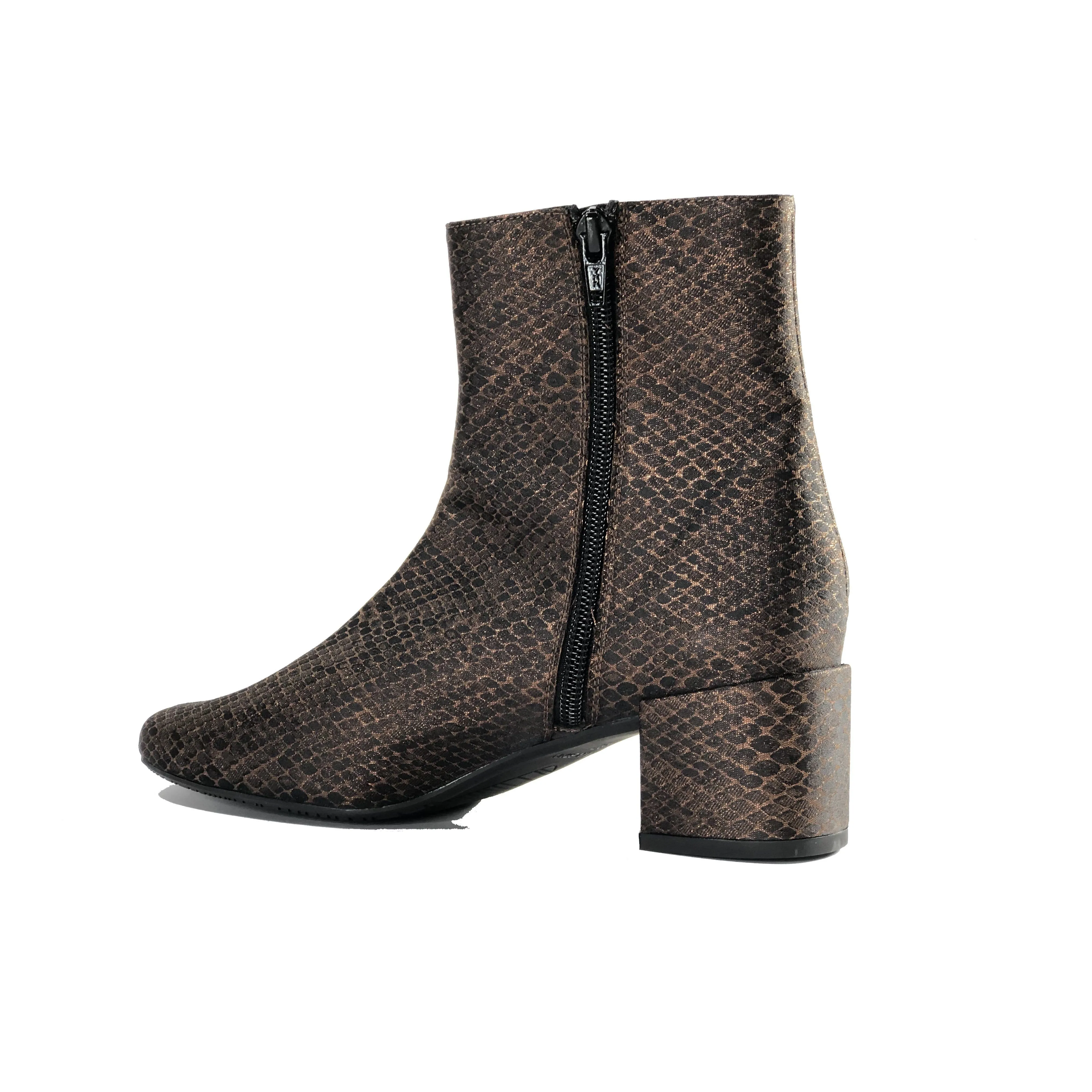 'Jacqui' vegan-leather ankle boot by Zette Shoes - bronze snake