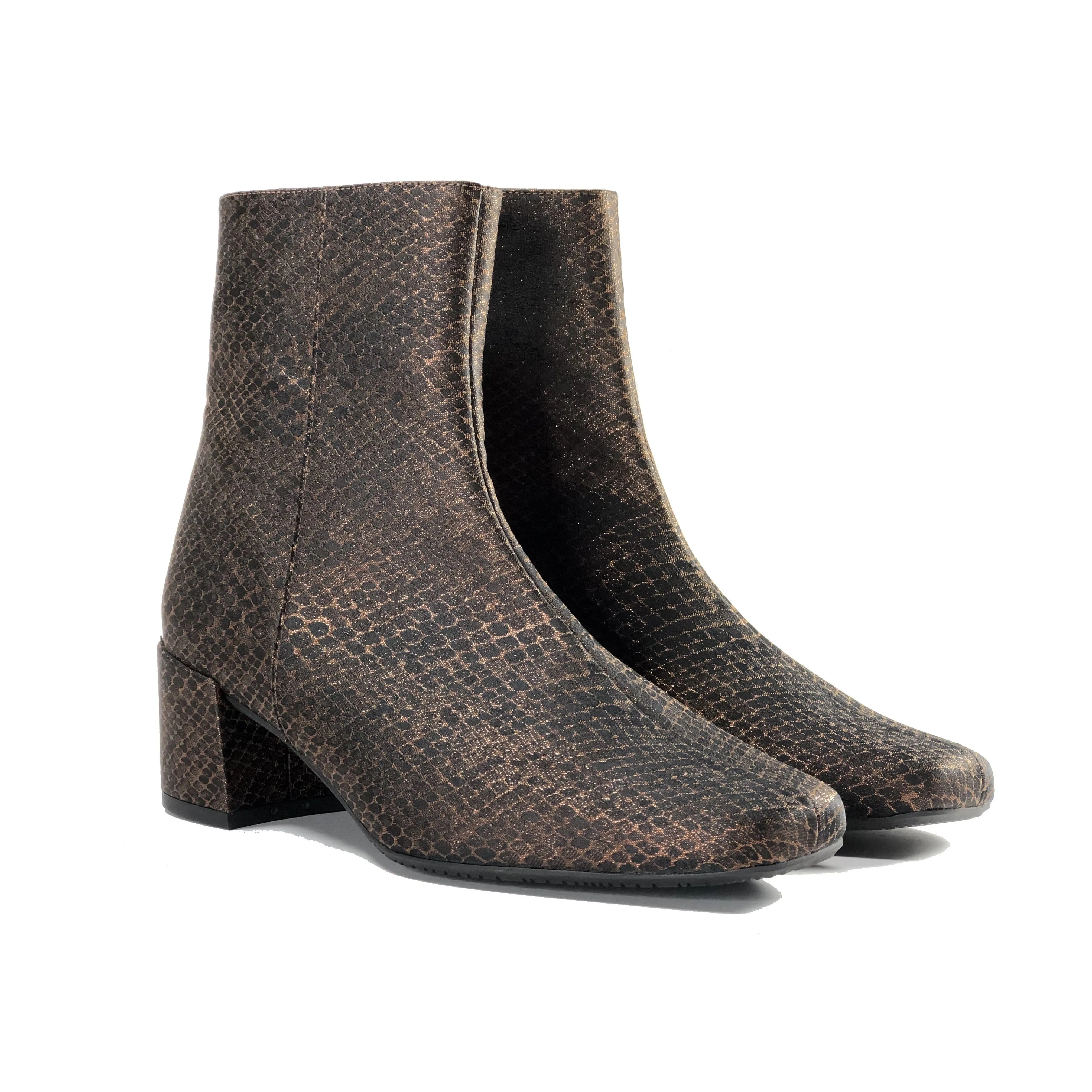 'Jacqui' vegan-leather ankle boot by Zette Shoes - bronze snake