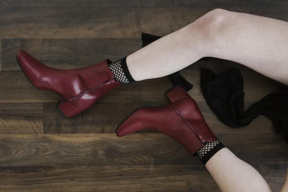 'Jacqui' vegan-leather ankle boot by Zette Shoes - burgundy