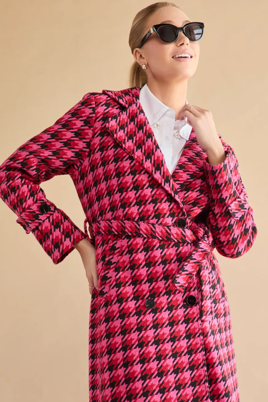 Katrina Houndstooth Tweed Coat