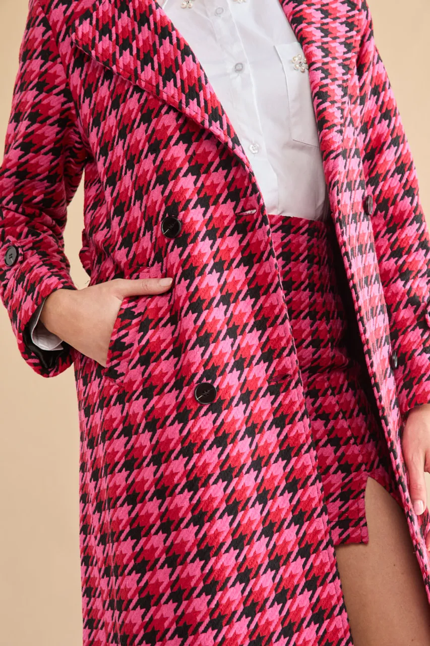 Katrina Houndstooth Tweed Coat