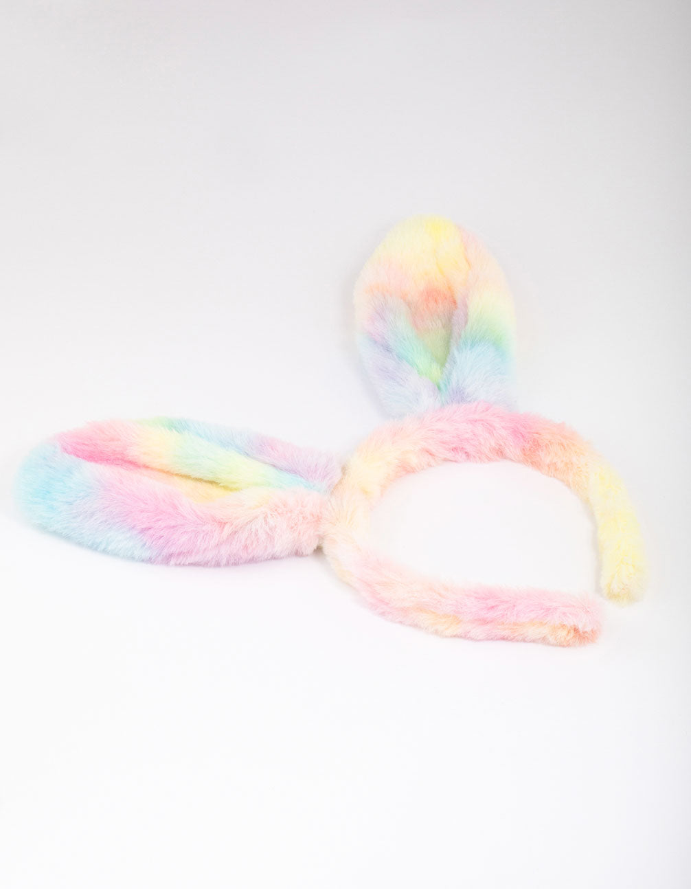 Kids Fabric Fluffy Rainbow Bunny Ear Headband