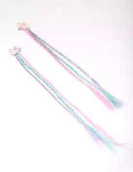 Kids Pastel Braided Bunny Hair Extension Clip