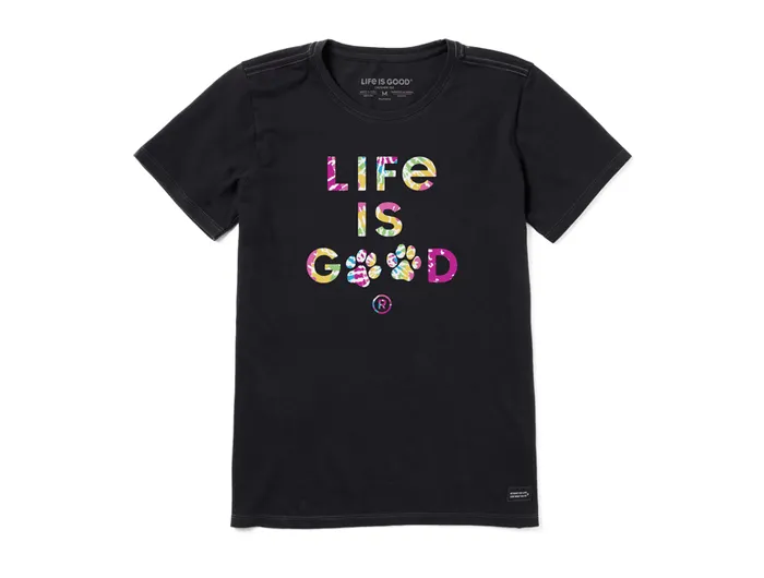 Life is Good Women's Crusher Lite Tee - Tie Dye LIG Paw Print