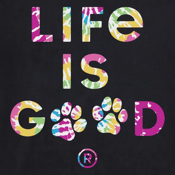 Life is Good Women's Crusher Lite Tee - Tie Dye LIG Paw Print