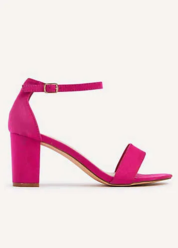 Linzi Frankie Fuchsia Faux Leather Barely There Closed Back Block Heeled Sandals | Grattan