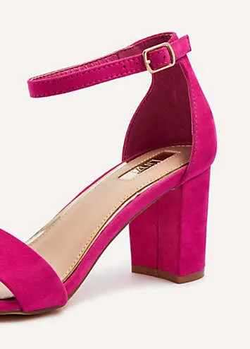 Linzi Frankie Fuchsia Faux Leather Barely There Closed Back Block Heeled Sandals | Grattan