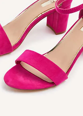 Linzi Frankie Fuchsia Faux Leather Barely There Closed Back Block Heeled Sandals | Grattan